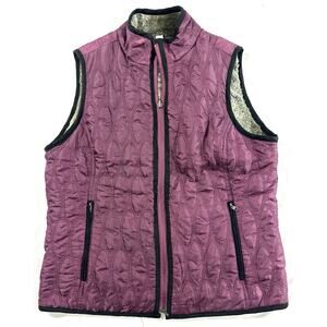 Aventura Women’s M Purple Quilted Zip Vest Faux Fur Fleece Lined Winter Warm